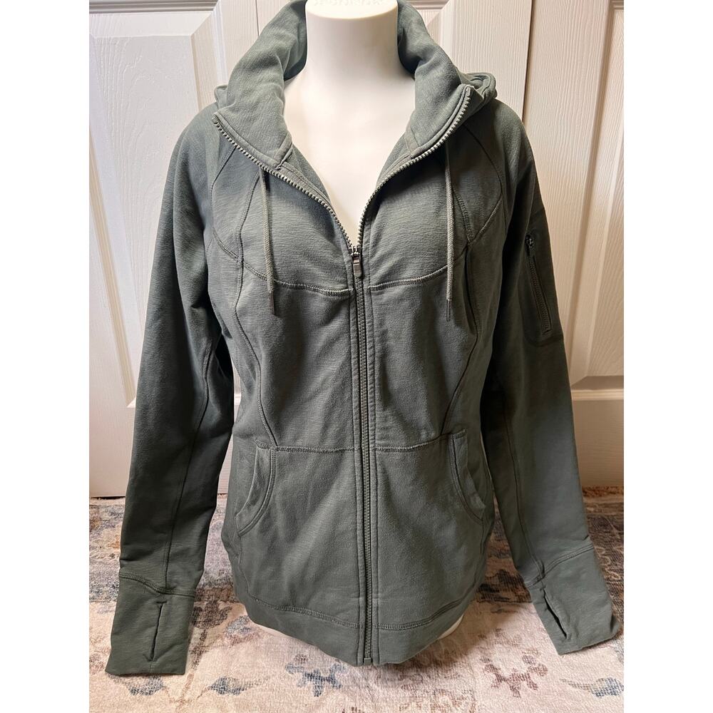 Athleta Slub Strength Full Zip Up Hoodie Sweatshirt Green Women’s L